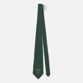 Bosgroene Gouden Lauwer Monogram Huwelijksdatum Stropdas (Voorkant)