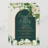 Bosgroene Gouden Witte Rozen Winter Bruiloft Kaart (Voorkant / Achterkant)