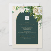 Bosgroene Gouden Witte Rozen Winterhuwelijk Kaart (Achterkant)