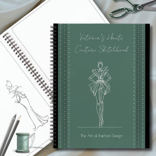 Bosgroene Haute Couture Modetekenschoolboek Notitieboek
