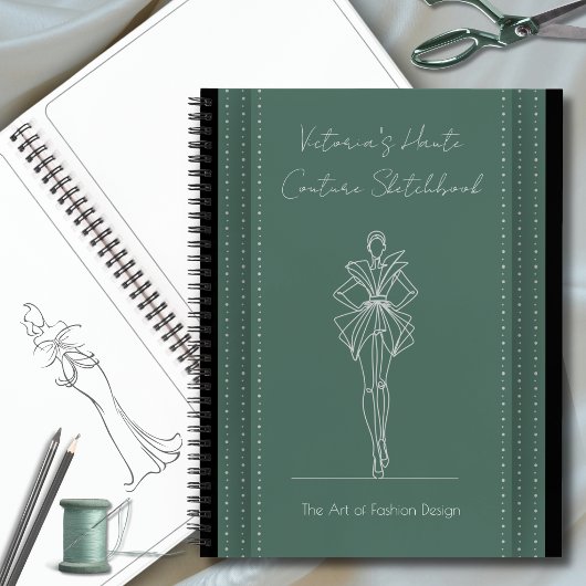 Bosgroene Haute Couture Modetekenschoolboek Notitieboek