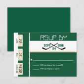 Bosgroene Hockey Ticket Huwelijks RSVP (Voorkant / Achterkant)
