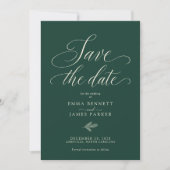 Bosgroene Ivoor Script Kerst Huwelijk Save The Date (Voorkant)