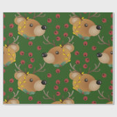 Bosgroene Kerst Teddybeer Cadeaupapier (Vlak)