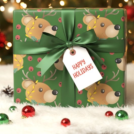 Bosgroene Kerst Teddybeer Cadeaupapier
