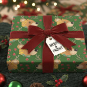 Bosgroene Kerst Teddybeer Cadeaupapier