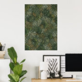 Bosgroene korstmos botanische patroonposter poster (Thuiskantoor)