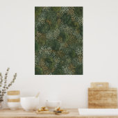 Bosgroene korstmos botanische patroonposter poster (Keuken)