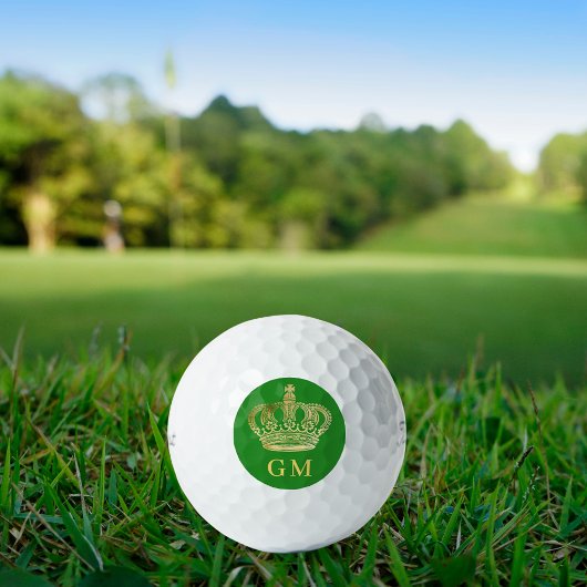Bosgroene kroon koning monogram initiaal golfballen