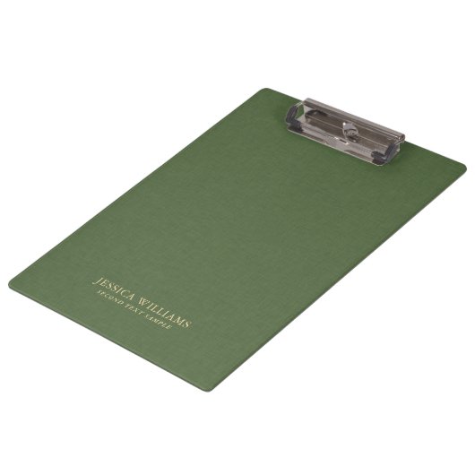 Bosgroene linnen textuur afbeelding gouden frame klembord (Gekanteld)