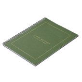 Bosgroene linnen textuur afbeelding gouden frame notitieboek (Linkerzijde)