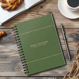 Bosgroene linnen textuur afbeelding gouden frame notitieboek