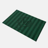 Bosgroene luxe strepen en krans monogram deurmat (Schuin)