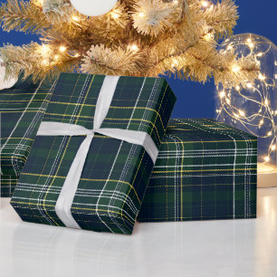 Bosgroene marine diepe tartan dennenplaidpatroon cadeaupapier