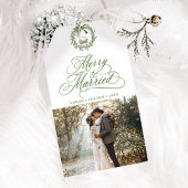 Bosgroene Merry & Married Pasgetrouwd Foto Cadeaulabel