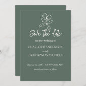 Bosgroene Minimale Bloem Huwelijk Opslaan De Datum Save The Date (Voorkant / Achterkant)