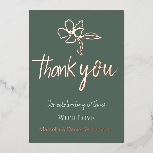 Bosgroene minimale Floral Weddenschap Hartelijk da Folie Uitnodiging (Voorkant)