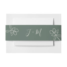 Bosgroene minimale Floral Wedding Bel Uitnodigingen Wikkel