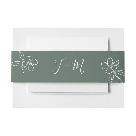 Bosgroene minimale Floral Wedding Bel Uitnodigingen Wikkel (Voorkant Voorbeeld)