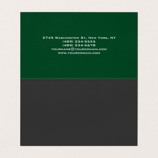 Bosgroene minimalist opgeruimd visitekaartje (Binnenkant ongevouwen)