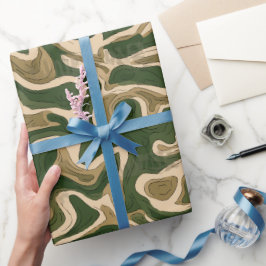 Bosgroene natuur golf beige abstract patroon cadeaupapier