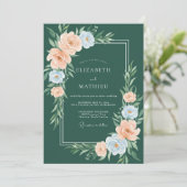 Bosgroene Pastel Bloemen Bruiloft Kaart (Staand voorkant)