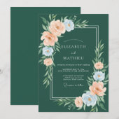 Bosgroene Pastel Bloemen Bruiloft Kaart (Voorkant / Achterkant)
