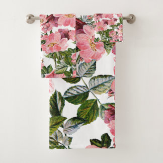  bosgroene roze koraalbloem bad handdoek