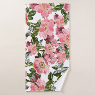 bosgroene roze koraalbloem badhanddoek