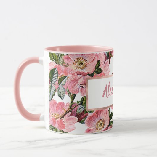  bosgroene roze koraalbloem mok (Links)