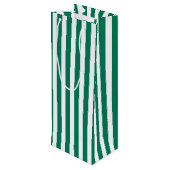 Bosgroene strepen en witte snoepjes wijn cadeautas (Achterkant Gekanteld)