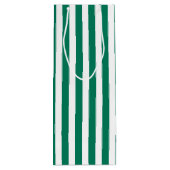 Bosgroene strepen en witte snoepjes wijn cadeautas (Achterkant)