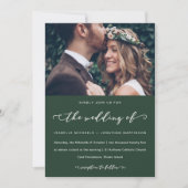 Bosgroene trouwkaligrafie en foto kaart (Voorkant)