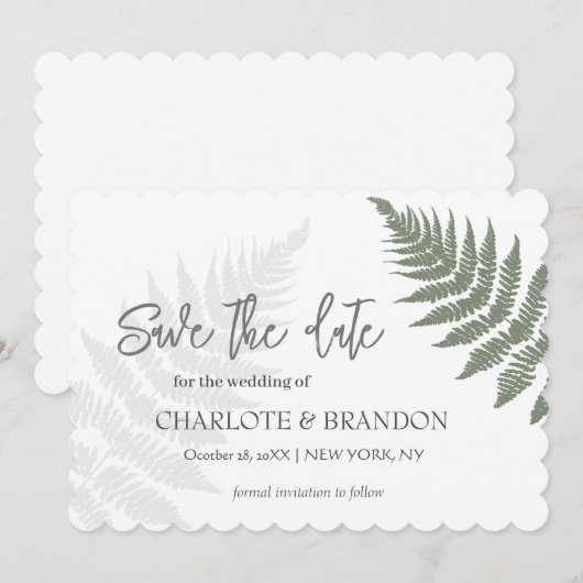 Bosgroene varens Buiten Huwelijk Save The Date (Voorkant / Achterkant)