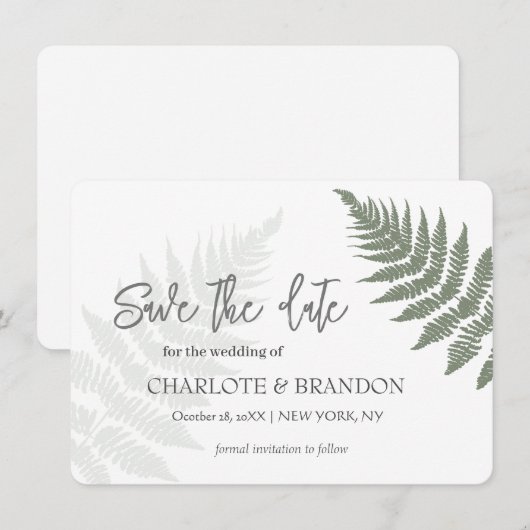 Bosgroene varens buitenhuwelijk  save the date (Voorkant / Achterkant)