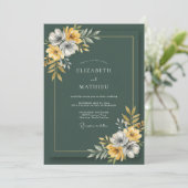 Bosgroene Wilde Bloemen Bruiloft Kaart (Staand voorkant)