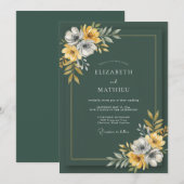 Bosgroene Wilde Bloemen Bruiloft Kaart (Voorkant / Achterkant)