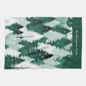 Bosgroene winterbomen Sneeuw Kerst Keuken Theedoek (Horizontaal)