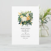 Bosgroene, witte en gouden bloemige trouwdag kaart (Staand voorkant)