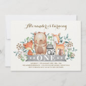 Bosgrond 1e Verjaardag | Fantasievolle Bosdieren Kaart (Voorkant)