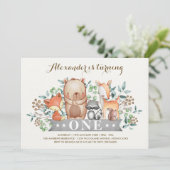 Bosgrond 1e Verjaardag | Fantasievolle Bosdieren Kaart (Staand voorkant)