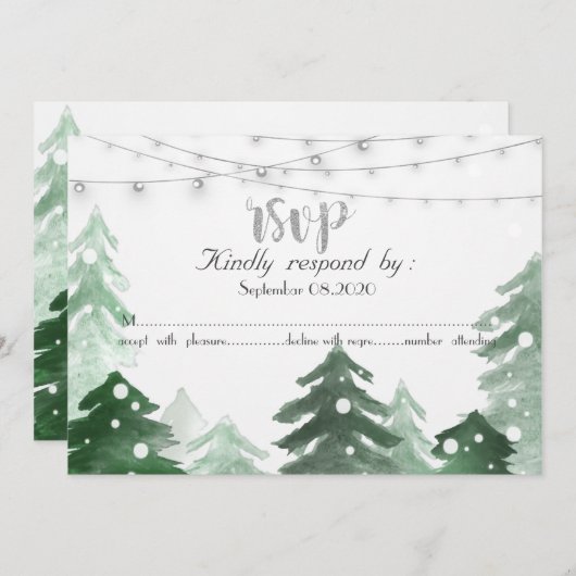 Bosgrond, Bos String Lichtjes, RSVP Kaart (Voorkant / Achterkant)
