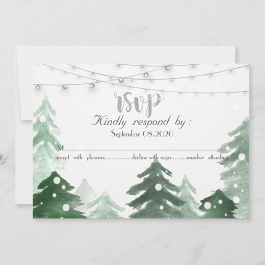 Bosgrond, Kerstverlichting met snoer, RSVP Kaart (Voorkant)