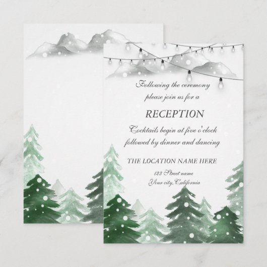 Bosgrond, Slingerlicht, Trouwreceptie Kaart (Voorkant / Achterkant)