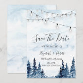 Bosgrond, Slingerlichtjes, Aquarel Save The Date (Voorkant / Achterkant)