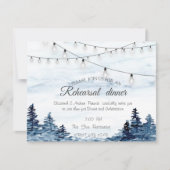 Bosgrond,Slingerlichtjes,Waterverf Rehearsal Dinne Kaart (Voorkant)