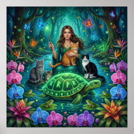 Bosheks en de Wereldschildpad — Noordse stijl Poster