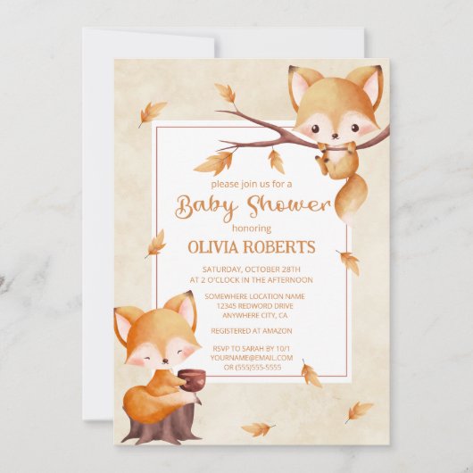 Bosherfst Baby Vos Baby Shower Kaart (Voorkant)