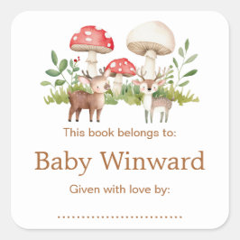 Bosherten Baby Shower-boekplaat Vierkante Sticker