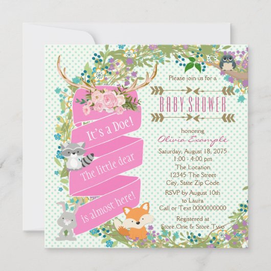Bosherten Babyshower Kaart (Voorkant)